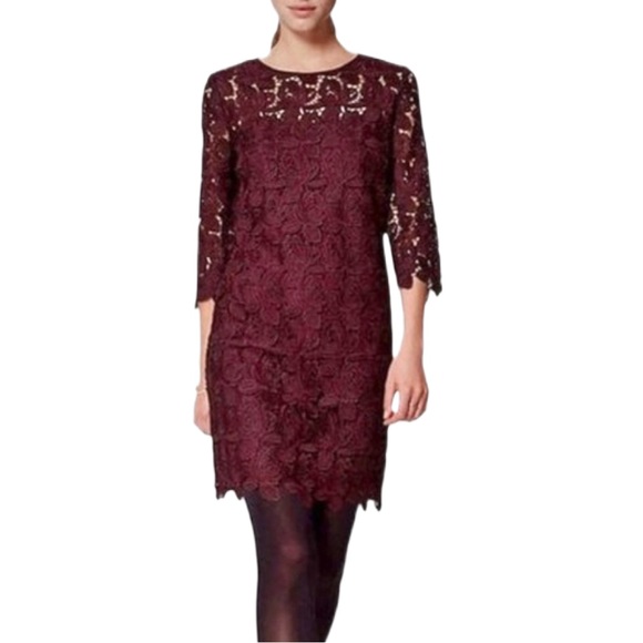 LOFT Purple Shift Lace Dress - size 00P - Picture 4 of 9